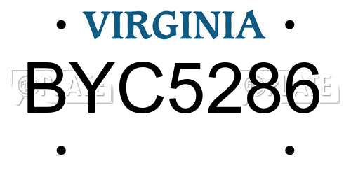 BYC5286 Virginia License Plate