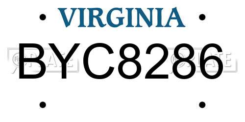 BYC8286 Virginia License Plate
