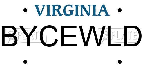 BYCEWLD Virginia License Plate