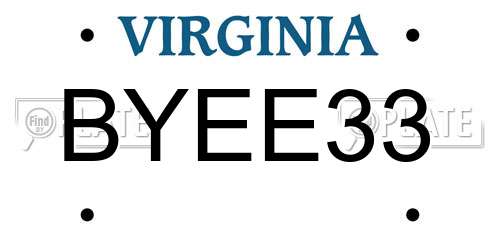 BYEE33 Virginia License Plate
