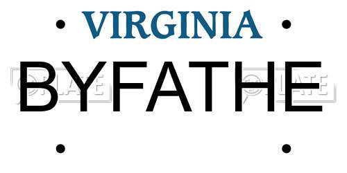 BYFATHE Virginia License Plate