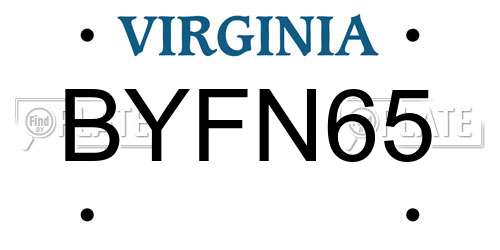 BYFN65 Virginia License Plate
