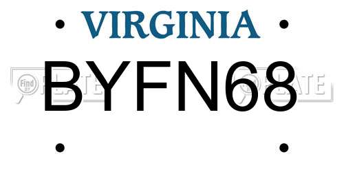 BYFN68 Virginia License Plate
