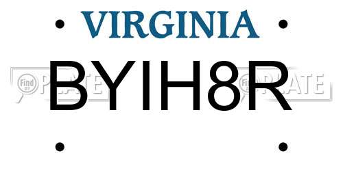 BYIH8R Virginia License Plate