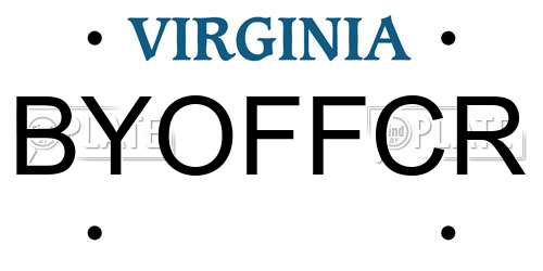 BYOFFCR Virginia License Plate