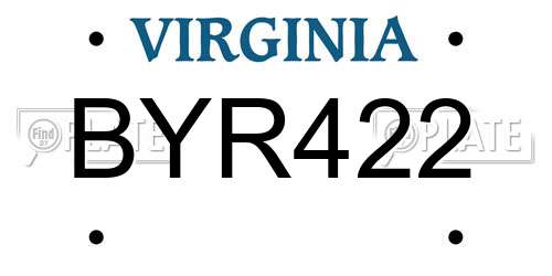 BYR422 Virginia License Plate