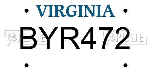 BYR472 Virginia License Plate
