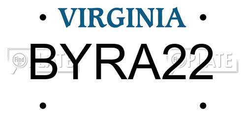 BYRA22 Virginia License Plate