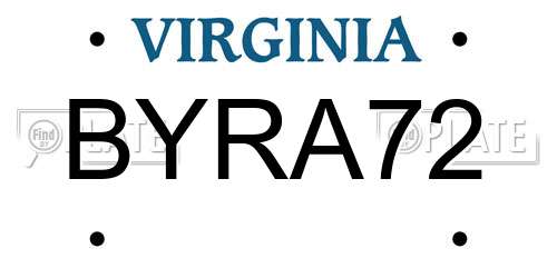 BYRA72 Virginia License Plate