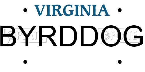 BYRDDOG Virginia License Plate