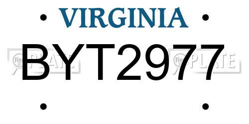 BYT2977 Virginia License Plate