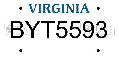 BYT5593 Virginia License Plate