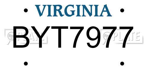BYT7977 Virginia License Plate