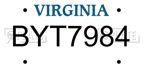BYT7984 Virginia License Plate