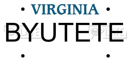 BYUTETE Virginia License Plate