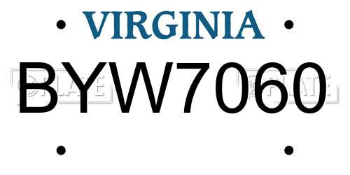 BYW7060 Virginia License Plate