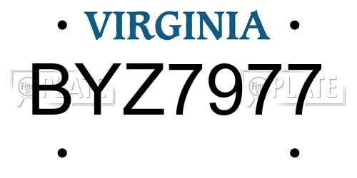 BYZ7977 Virginia License Plate