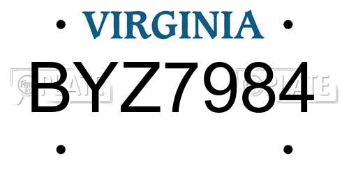 BYZ7984 Virginia License Plate