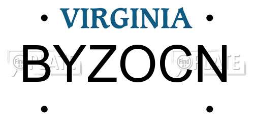 BYZOCN Virginia License Plate