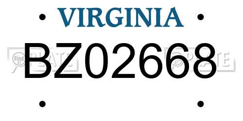 BZ02668 Virginia License Plate