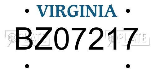 BZ07217 Virginia License Plate