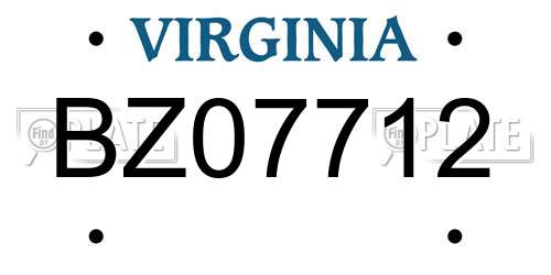 BZ07712 Virginia License Plate