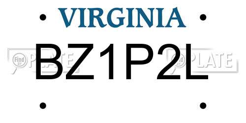 BZ1P2L Virginia License Plate