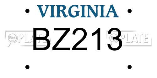 BZ213 Virginia License Plate