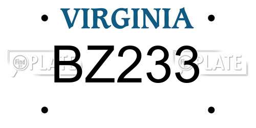 BZ233 Virginia License Plate