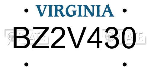 BZ2V430 Virginia License Plate