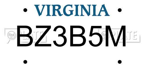 BZ3B5M Virginia License Plate