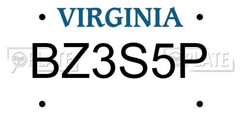 BZ3S5P Virginia License Plate