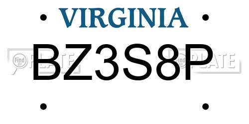 BZ3S8P Virginia License Plate