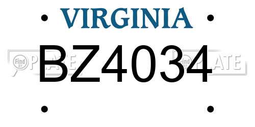 BZ4034 Virginia License Plate