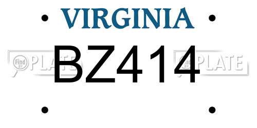 BZ414 Virginia License Plate