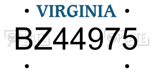 BZ44975 Virginia License Plate