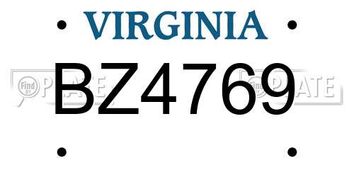 BZ4769 Virginia License Plate