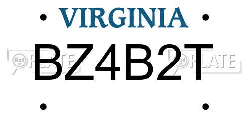 BZ4B2T Virginia License Plate
