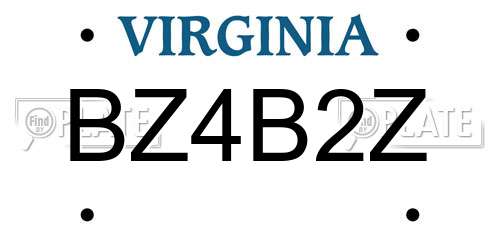 BZ4B2Z Virginia License Plate