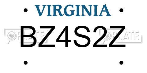 BZ4S2Z Virginia License Plate