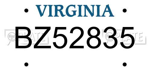 BZ52835 Virginia License Plate
