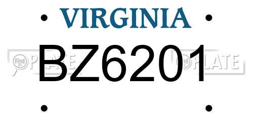 BZ6201 Virginia License Plate