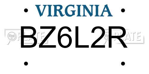 BZ6L2R Virginia License Plate