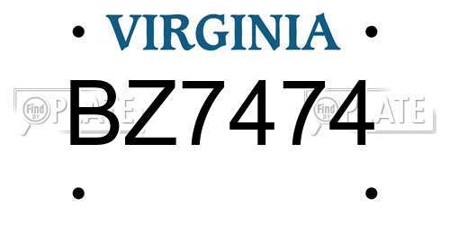 BZ7474 Virginia License Plate