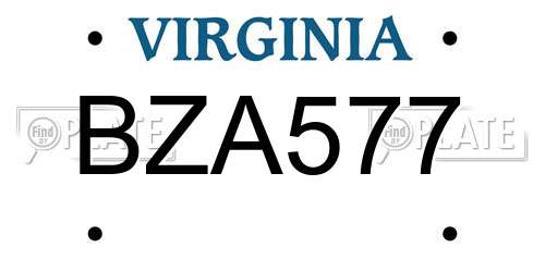 BZA577 Virginia License Plate