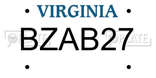 BZAB27 Virginia License Plate