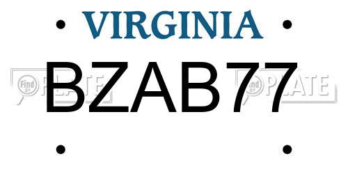 BZAB77 Virginia License Plate