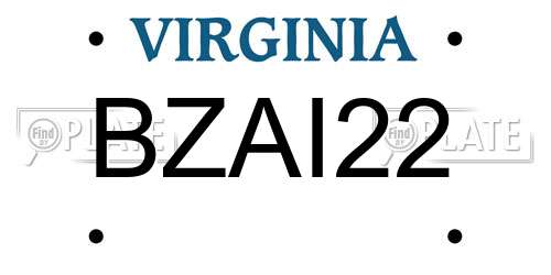 BZAI22 Virginia License Plate