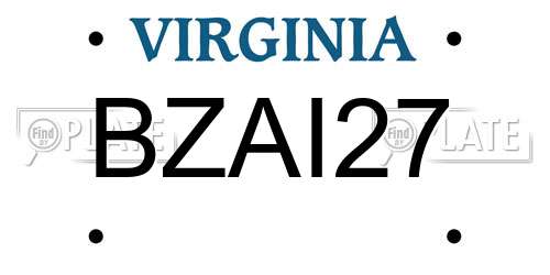 BZAI27 Virginia License Plate