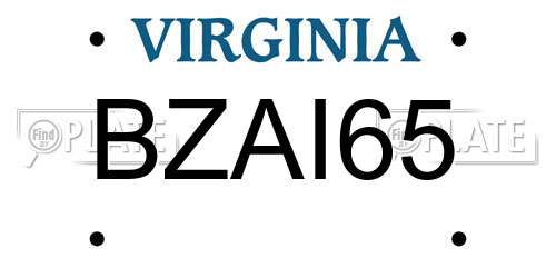 BZAI65 Virginia License Plate
